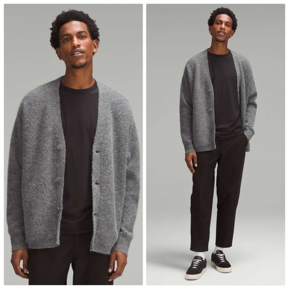 Lululemon Alpaca Wool-Blend Cardigan Sweater XXL Heathered Asphalt Grey M3ENHS